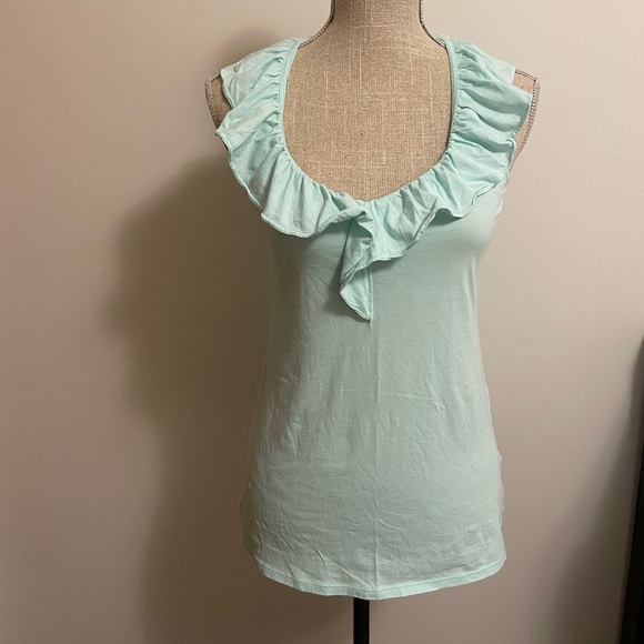 #89- LILLY PULITZER- light blue ruffled tank - Picture 1 of 4